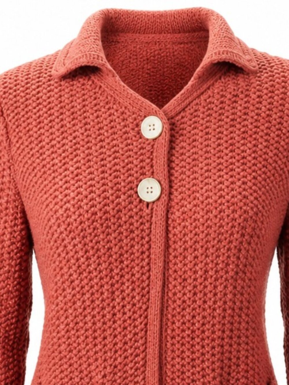 Talbots Salmon 100% Mercerized Pocket Cardigan Sweater - Picture 3 of 11